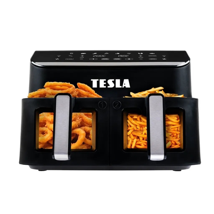 TESLA Electronics AirCook - Multifunktionale digitale Dual-Heißluftfritteuse 9 l 2400W/230V