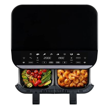 TESLA Electronics AirCook - Multifunktionale digitale Dual-Heißluftfritteuse 9 l 2400W/230V