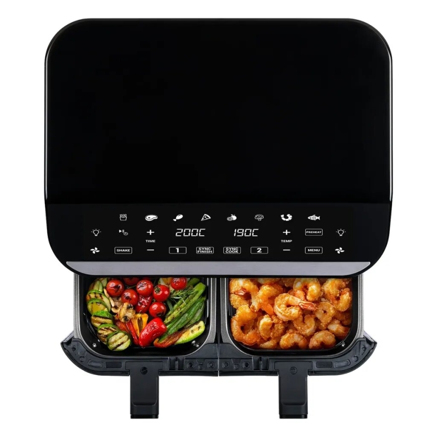 TESLA Electronics AirCook - Multifunktionale digitale Dual-Heißluftfritteuse 9 l 2400W/230V