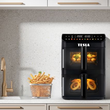 TESLA Electronics AirCook - Multifunktionale digitale Heißluftfritteuse 11 l 2800W/230V schwarz