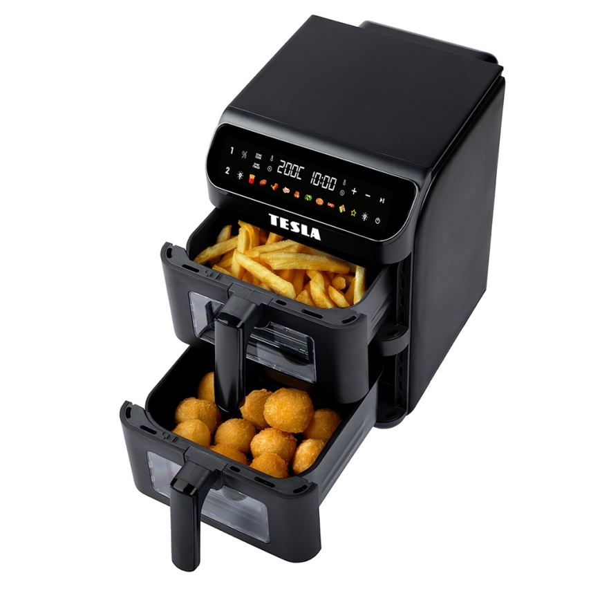 TESLA Electronics AirCook - Multifunktionale digitale Heißluftfritteuse 11 l 2800W/230V schwarz