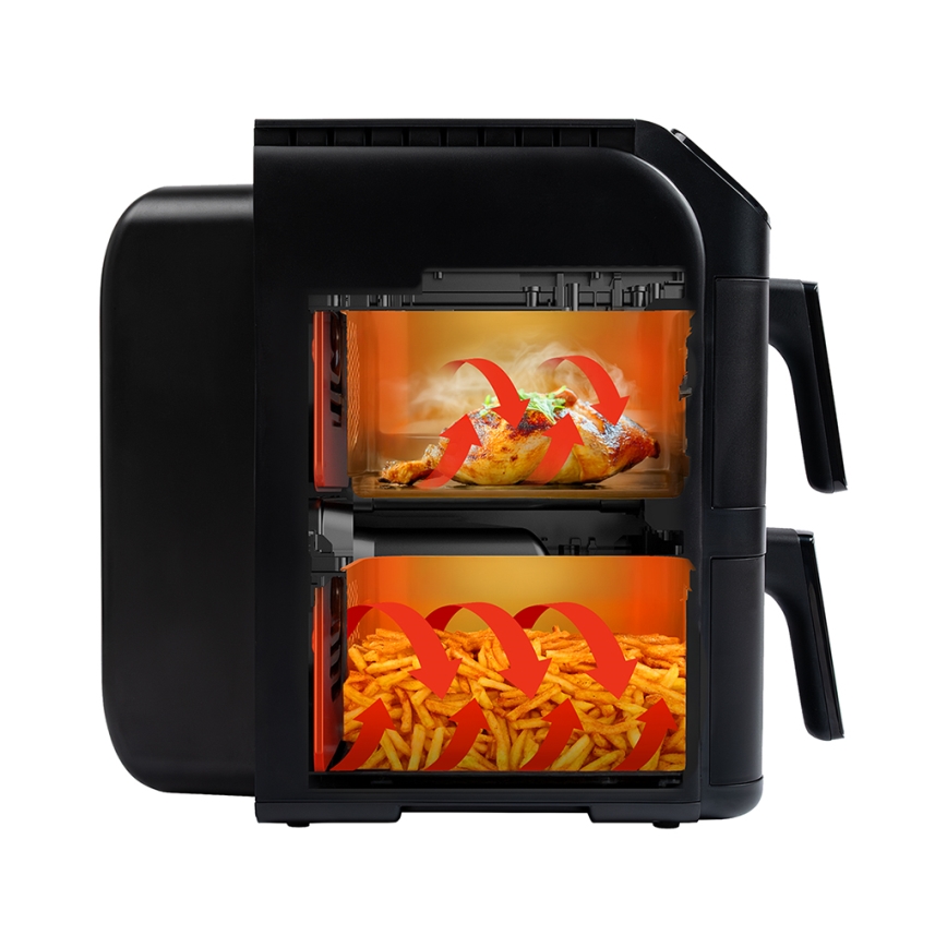 TESLA Electronics AirCook - Multifunktionale digitale Heißluftfritteuse 11 l 2800W/230V schwarz