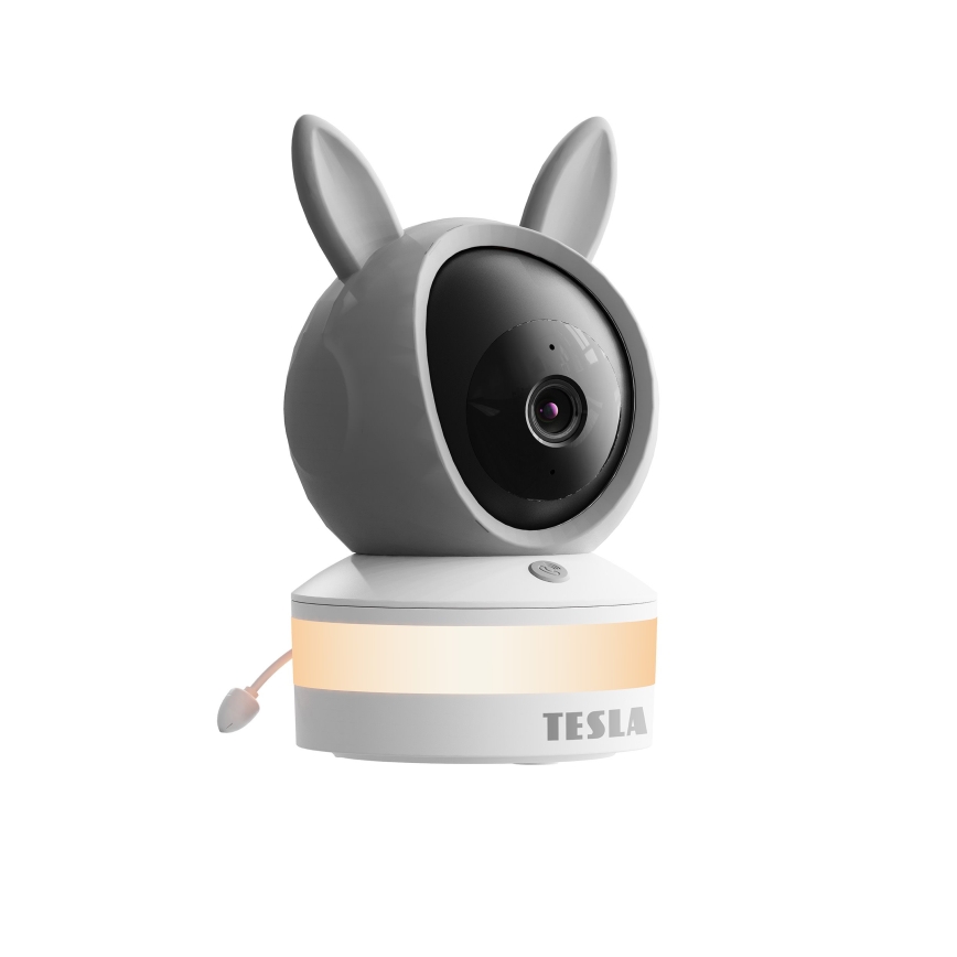 TESLA Electronics Bambino - Intelligentes Babyphone mit Kamera 4 MP 2560p 5V Wi-Fi Tuya grau/weiß