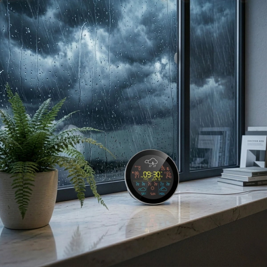 TESLA Electronics Device - Intelligente Wetterstation mit Sensor, 400-mAh-Akku, Wi-Fi (Tuya), Schutzart IP44