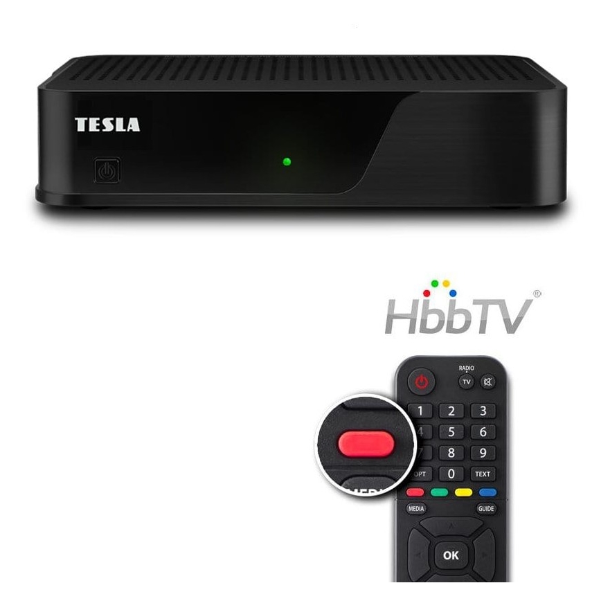TESLA Electronics - DVB-T2 H.265 (HEVC) Empfänger mit HbbTV, 12 V und Fernbedienung