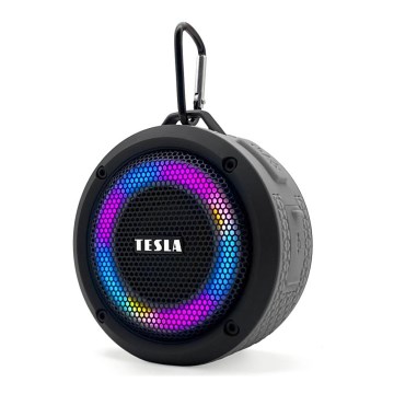 TESLA Electronics - LED RGB kabelloser Lautsprecher 5W/1200 mAh/3,7V IPX7 grau