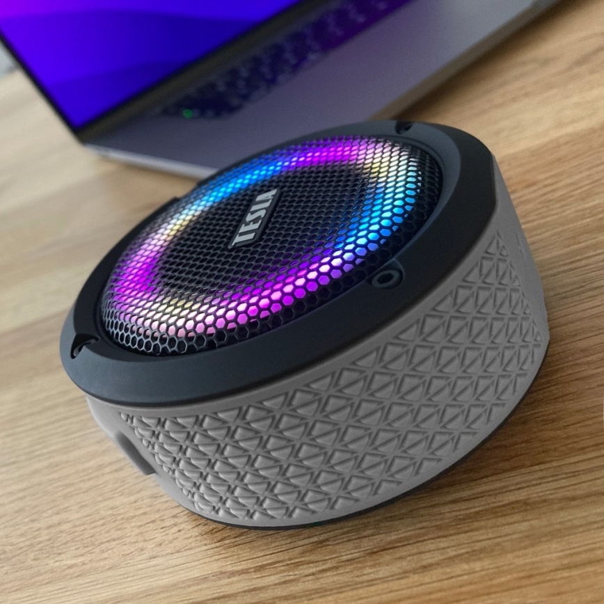 TESLA Electronics - LED RGB kabelloser Lautsprecher 5W/1200 mAh/3,7V IPX7 grau