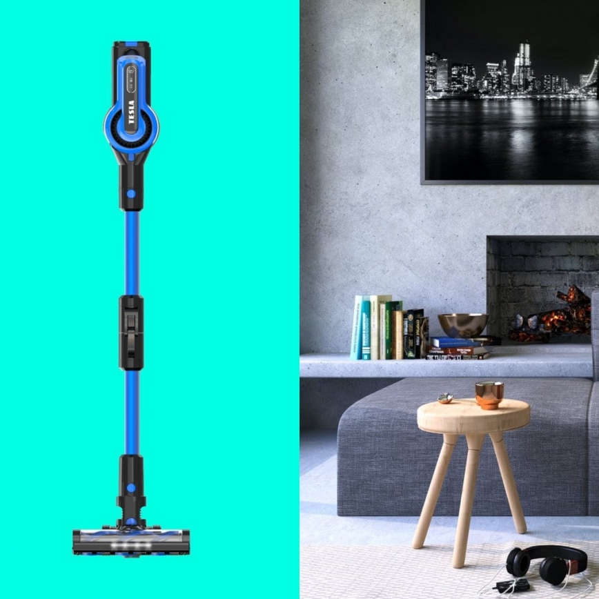 TESLA Electronics PureStar - Stielhandstaubsauger 2-in-1 300W/2200 mAh 29,6V blau/schwarz