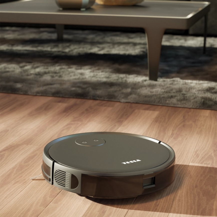 TESLA Smart - Intelligenter 2-in-1 Saugroboter 2000 mAh Wi-Fi Schwarz + Fernbedienung