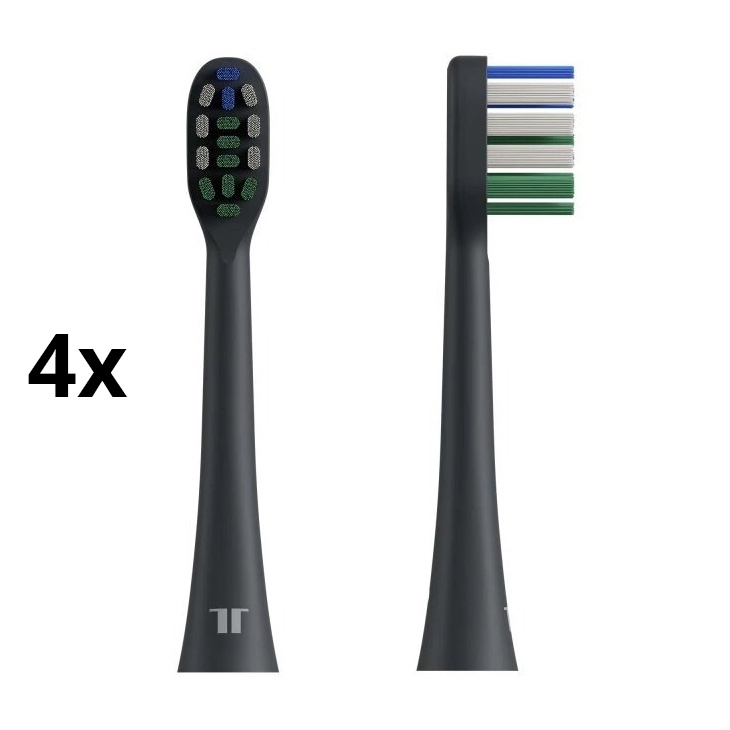 TESLA Smart - SET mit 4 Ersatzbürstenköpfen für die Schallzahnbürste TS400, schwarz