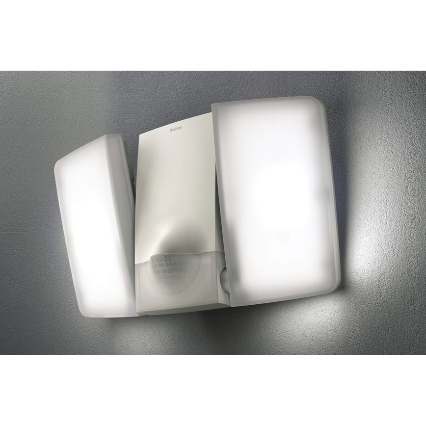 theben - LED-Wandstrahler mit Sensor 2xLED/10W/230V weiß IP55