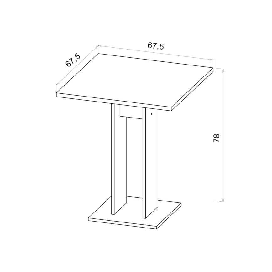 Tisch STRAPO 68x68 cm Sonoma-Eiche