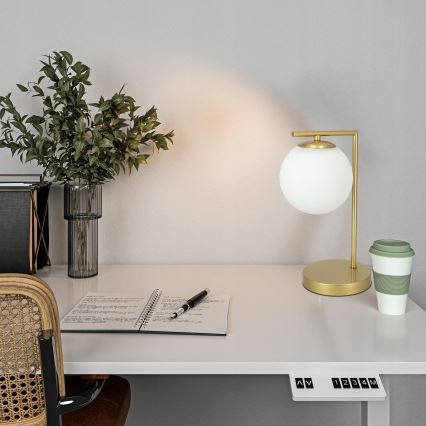 Tischlampe 1xE27/40W/230V gold/weiß