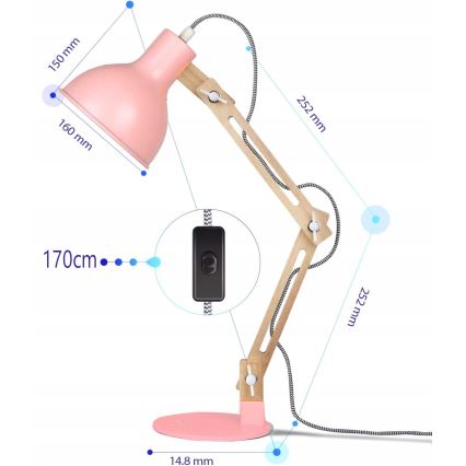 Tischlampe 1xE27/40W/230V rosa