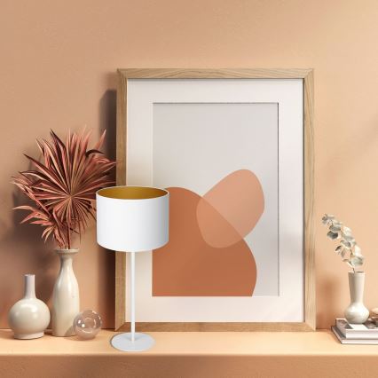 Tischlampe ARDEN 1xE27/60W/230V Ø 25 cm weiß/gold