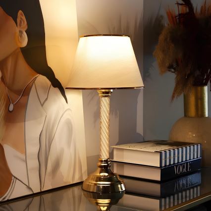 Tischlampe AYD 1xE27/40W/230V Beige/Gold