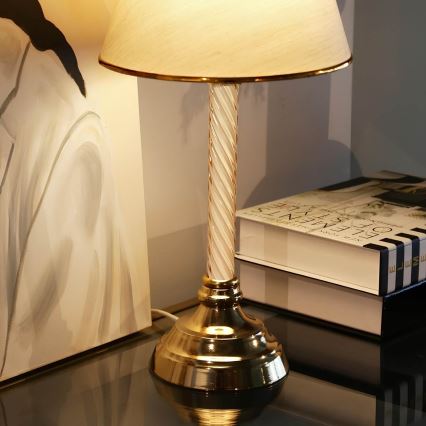 Tischlampe AYD 1xE27/40W/230V Beige/Gold