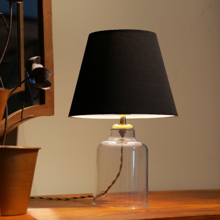 Tischlampe AYD 1xE27/40W/230V schwarz/klar