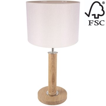 Tischlampe BENITA 1xE27/60W/230V 48 cm cremefarben/Eiche – FSC-zertifiziert