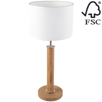 Tischlampe BENITA 1xE27/60W/230V 61 cm weiß/Eiche – FSC-zertifiziert