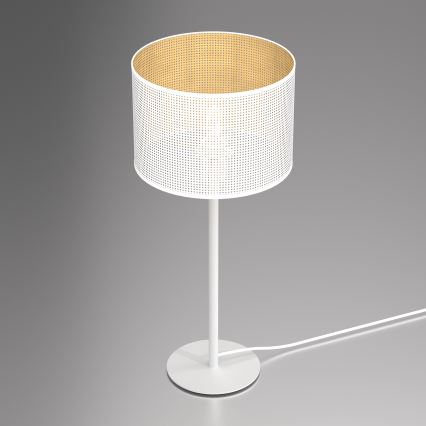 Tischlampe LOFT SHADE 1xE27/60W/230V Durchmesser 25 cm weiß/golden