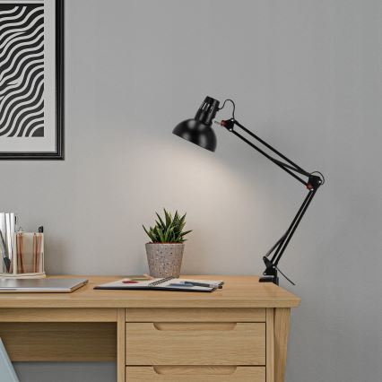Tischlampe mit Klemme 1xE27/60W/230V schwarz