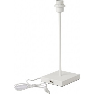 Tischlampe mit USB-Anschluss 1xE27/15W/230V weiß