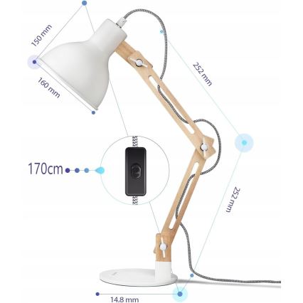 Tischleuchte 1xE27/40W/230V weiß