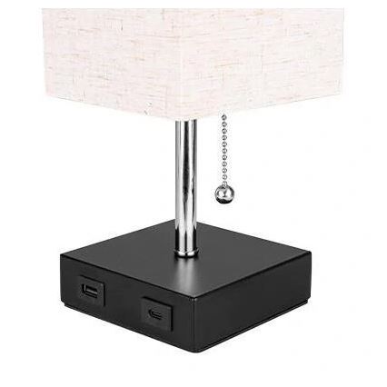 Tischleuchte 1xE27/60W/230V mit USB Ladegerät