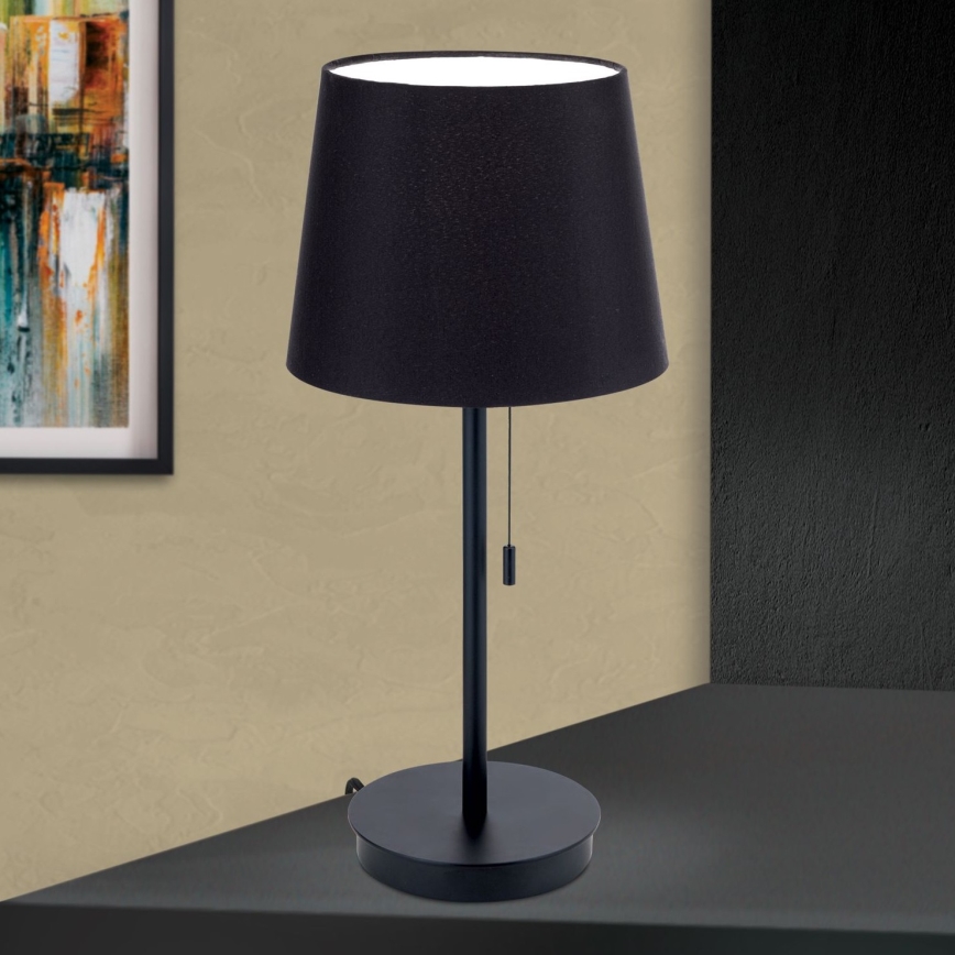 Tischleuchte mit USB-Anschluss LUDWIG 1xE27/40W/230V 50 cm schwarz