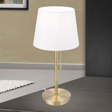 Tischleuchte mit USB-Anschluss LUDWIG 1xE27/40W/230V 50 cm weiß/golden
