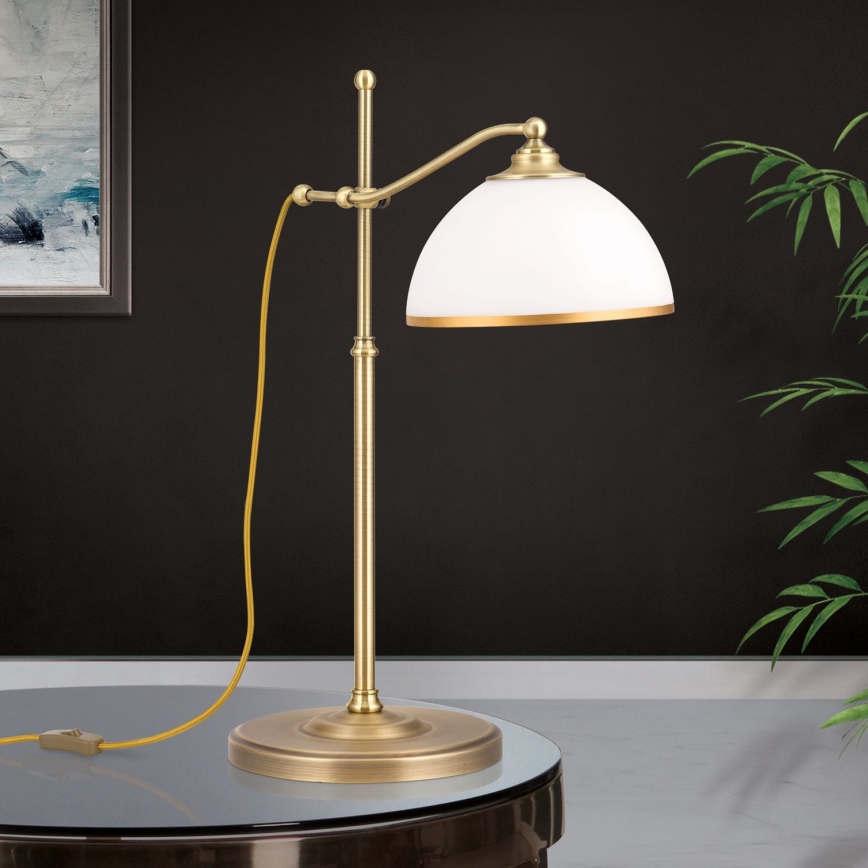 Tischleuchte OLD LAMP 1xE27/40W/230V 65 cm weiß/Messing
