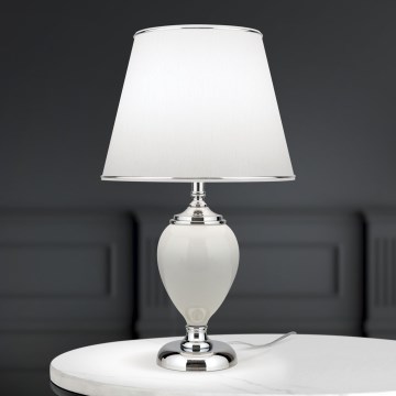 Tischleuchte OVUM 1xE27/40W/230V 48 cm Keramik weiß/glänzendes Chrom