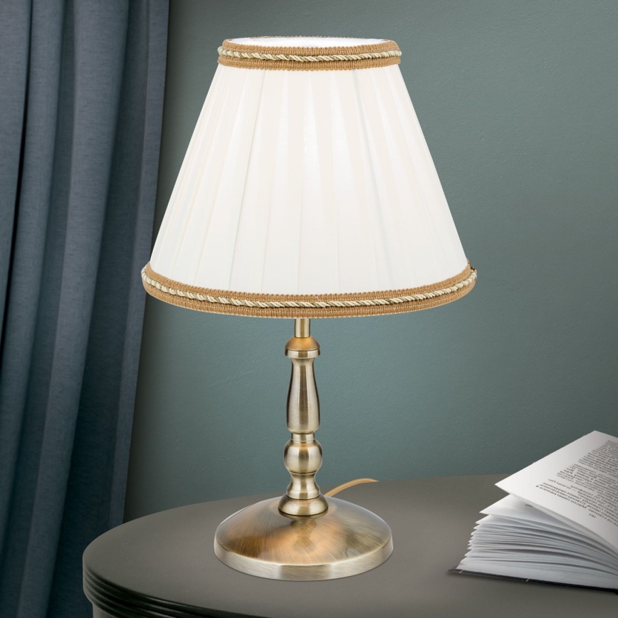 Tischleuchte TONIA 1xE27/60W/230V d 25 cm weiß/bronzen