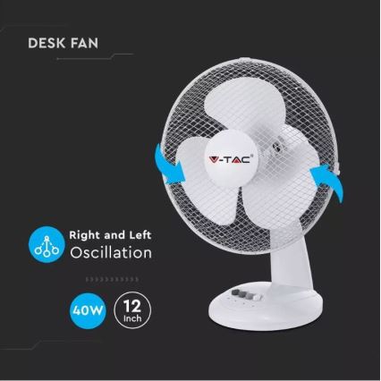 Tischventilator 40W 34cm weiß