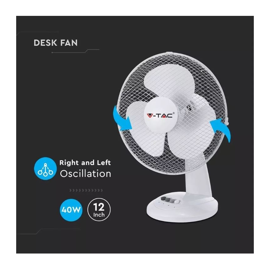 Tischventilator 40W 34cm weiß