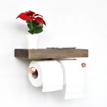 Toilettenpapierhalter mit Ablage BORU 12x30 cm Fichte/Kupfer