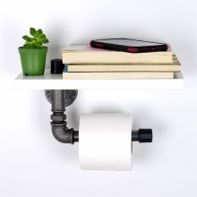 Toilettenpapierhalter mit Ablage BORURAF 12x40 cm weiß/grau