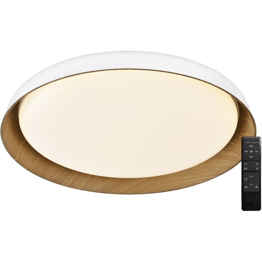 Top Light - Dimmbare LED-Deckenleuchte SATELLITE LED/48W/230V 3000-6500K d 53 cm weiß/braun + Fernbedienung