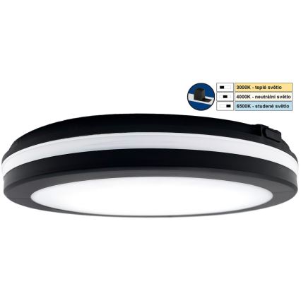 Top Light - LED-Badezimmerleuchte COMET LED/24W/230V 3000/4000/6500K IP54 d 30 cm schwarz