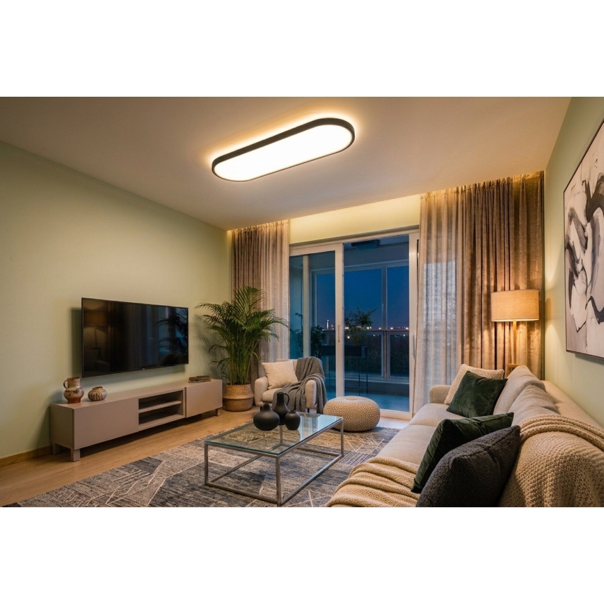 Top Light - dimmbare LED-Decken-/Pendelleuchte OVAL LED/36W/230V 3000-6500K schwarz + Fernbedienung