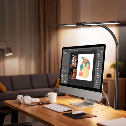 Top Light - LED-dimmbare Tischlampe mit Klemme LYRA LED/18W/230V 3000-6500K schwarz