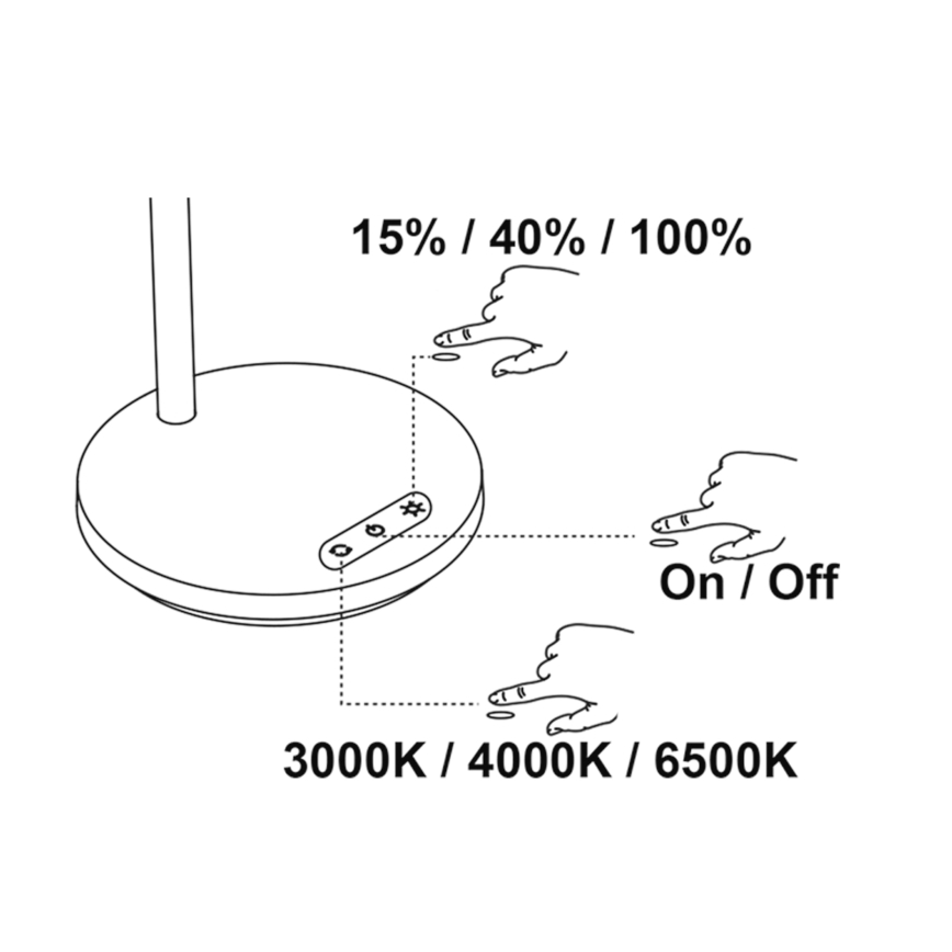 Top Light - LED Dimmbarer Touch Tischlampe BELLA LED/4,8W/5V 3000/4000/6500K weiß