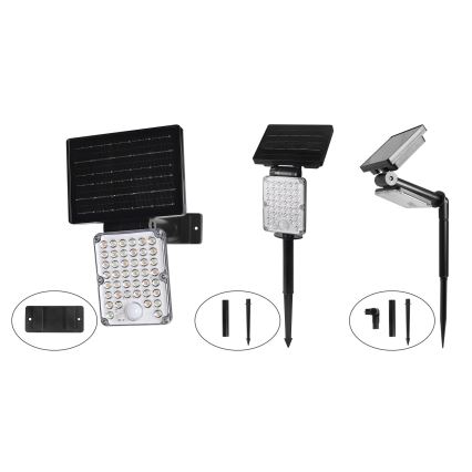 Top Light - LED-Solarleuchte mit 3-in-1-Sensor ZENITH LED/10W/3,7V 3000/4000/6500K IP54 2400 mAh