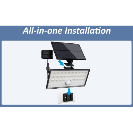 Top Light - LED-Solarwandstrahler mit Sensor HELEON VARIO LED/8W/3,7V IP65 4000K + Fernbedienung