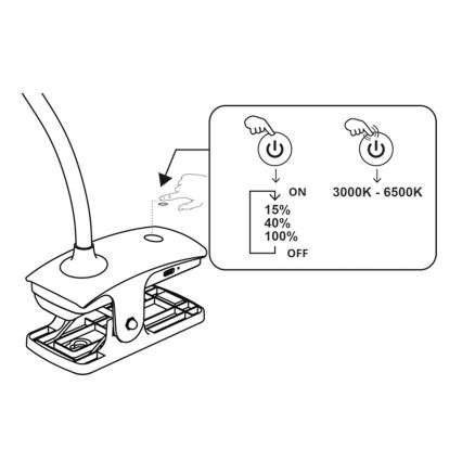 Top Light - Dimmbare LED-Touch-Tischlampe mit Klemme BELLA LED/4,8W/5V 3000-6500K weiß