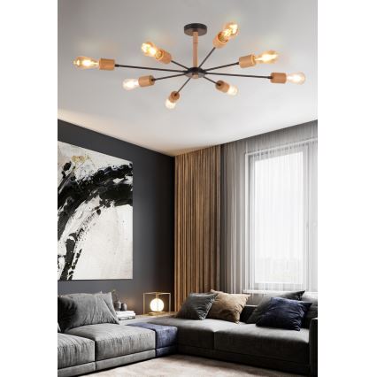 Top Light Star 8 - Deckenleuchte an Stange STAR 8xE27/40W/230V Kiefer