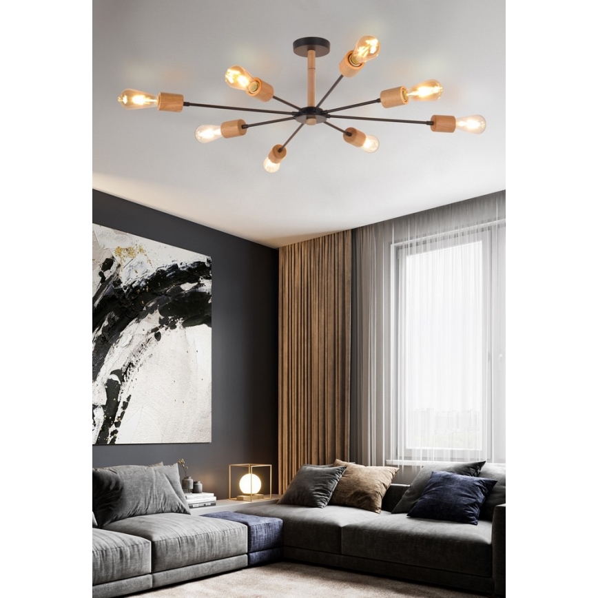 Top Light Star 8 - Deckenleuchte an Stange STAR 8xE27/40W/230V Kiefer