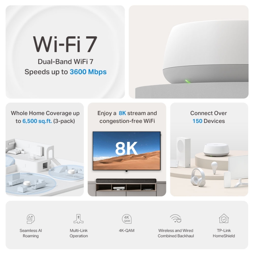 TP-Link - 3er-Set Wi-Fi 7 Mesh-System für das ganze Zuhause