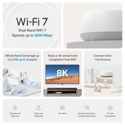 TP-Link - 3er-Set Wi-Fi 7 Mesh-System für das gesamte Zuhause Deco BE22